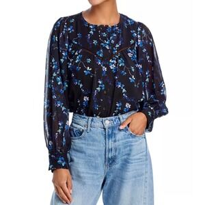 AQUA Women's Floral Print Long Sleeve‎ Button Down Blouse - XXL